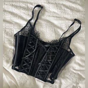 Victoria's Secret DREAM ANGELS Unlined
Lace-Up Black Corset Top- Valentine’s Day